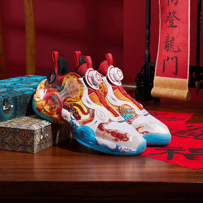 Details for (Preschool) Anta Mid-Top Basketball Sneakers 'White Red' 312411123-1
