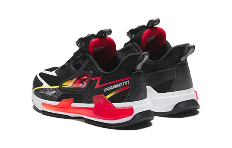 Lookbook 中童 安踏兒童 旋鈕 防滑防踢 中幫 兒童跑步鞋 黑白紅