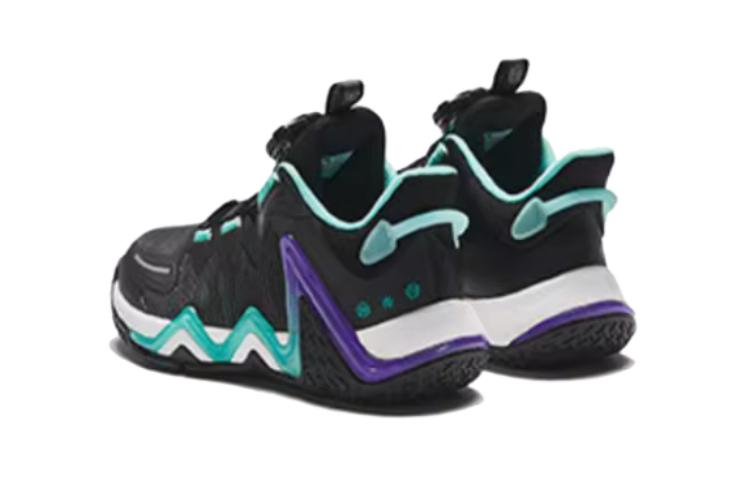 Lookbook 中童 安踏兒童 鈕扣緩震耐磨舒適百搭 防滑防踢 中筒 兒童籃球鞋 黑綠