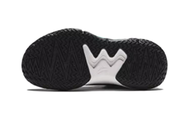 Shop 中童 安踏兒童 鈕扣緩震耐磨舒適百搭 防滑防踢 中筒 兒童籃球鞋 黑綠