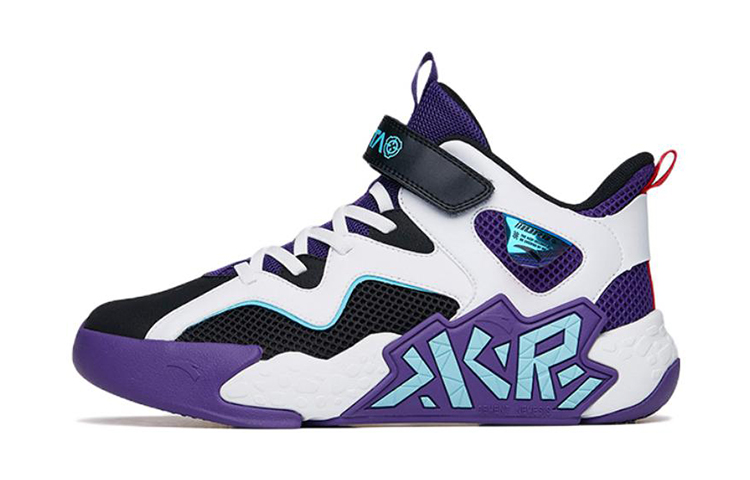 (Preschool) Anta Mid Black White Purple 'Cement Court' A312221166-3