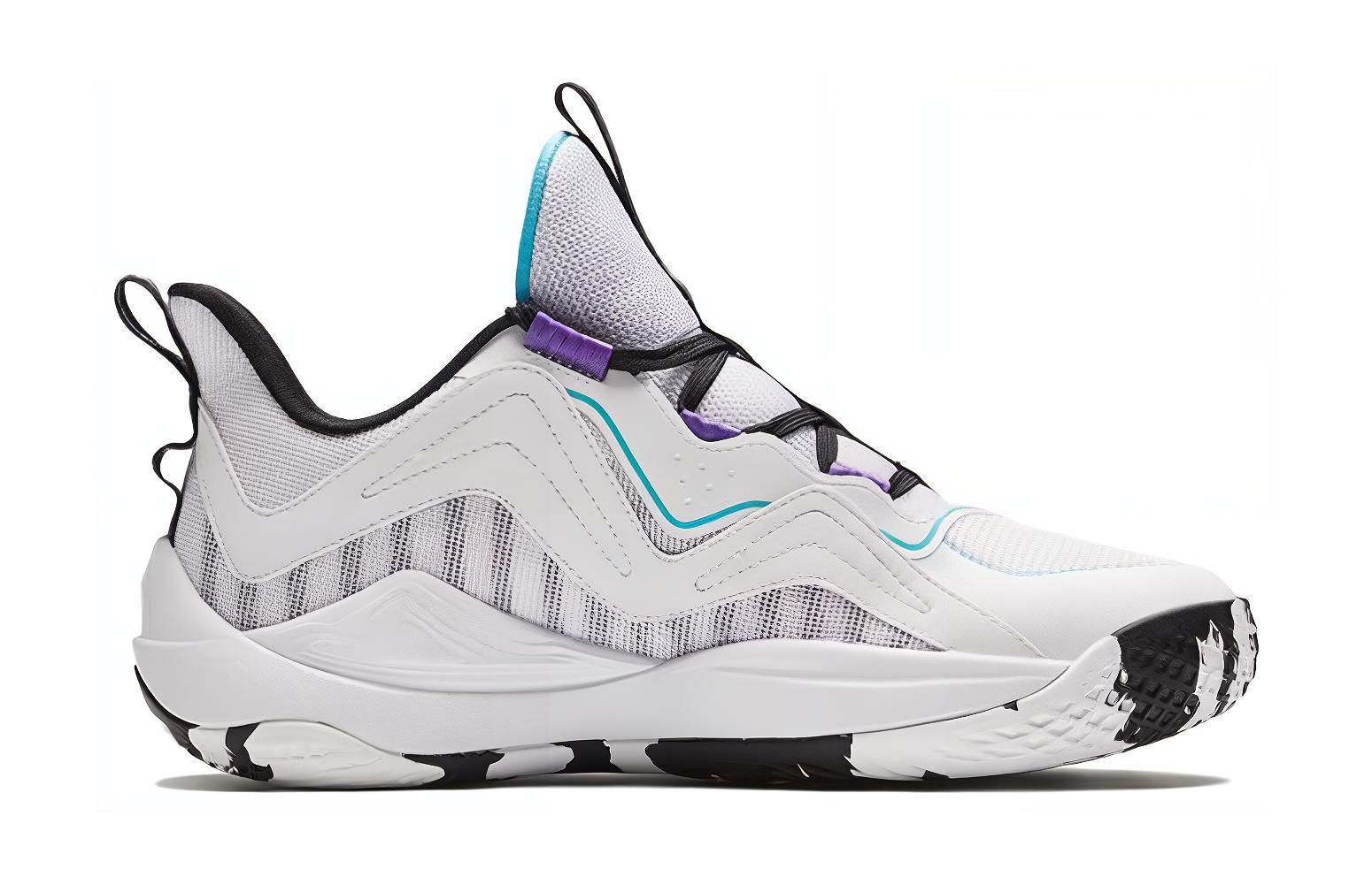 Order (Preschool) Anta Round Toe Lace-Up Low-Top Basketball Shoes 'White Purple Blue' A312341106-4