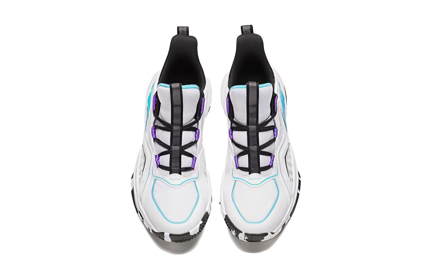 Lookbook (Preschool) Anta Round Toe Lace-Up Low-Top Basketball Shoes 'White Purple Blue' A312341106-4