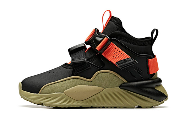 (PS) Anta Running Shoe 'Black Green Orange Fleece'