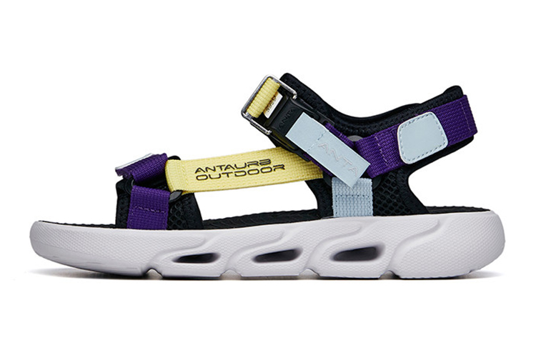 Buy 大童 Anta安踏 軟底防滑露趾沙灘涼鞋 黑紫藍