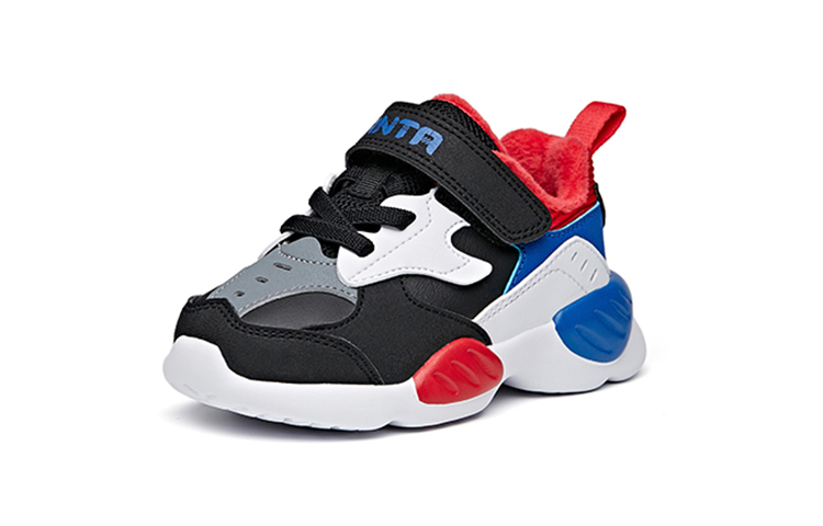 Order 嬰童 Anta安踏 革面加絨運動休閒鞋 黑白灰