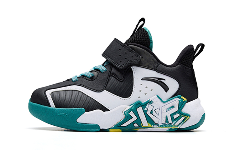 (Preschool) Anta Velcro Basketball Shoes 'Black White Blue' 'Cement Kryptonite' 312239954N-3