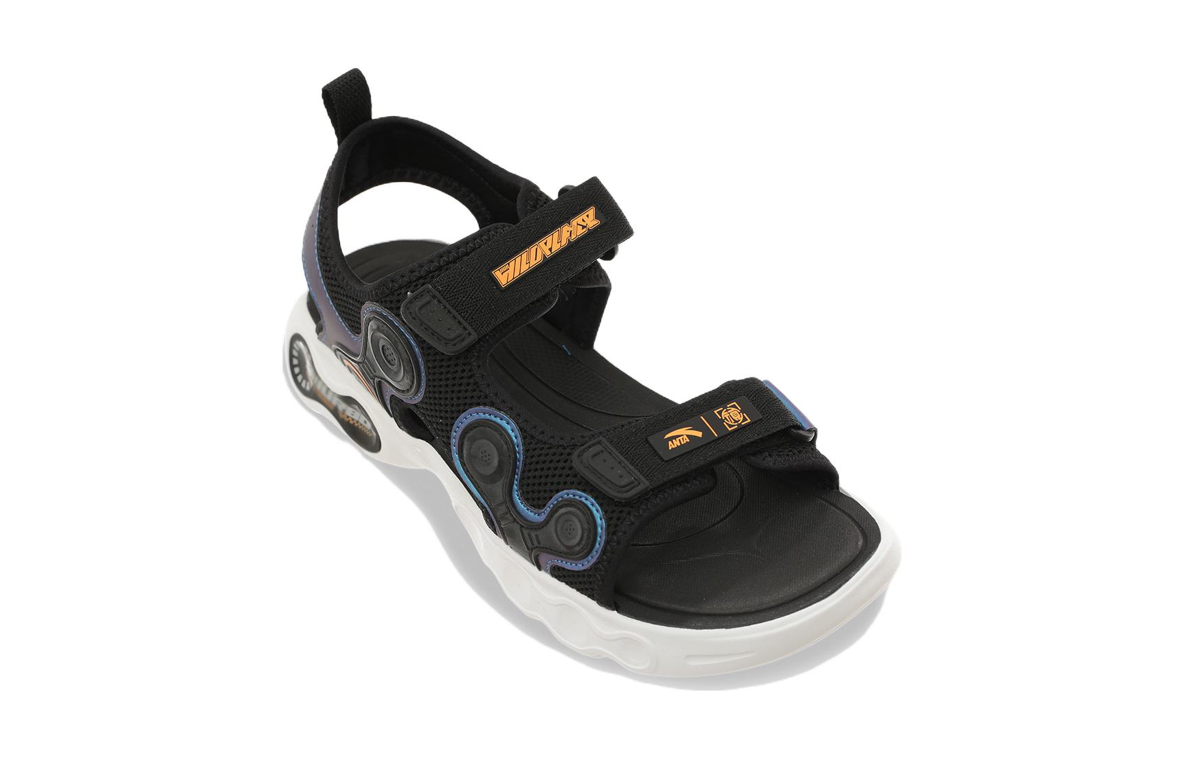 Lookbook (Preschool) Anta Velcro Beach Sandal 'Black Orange' 312226922-4