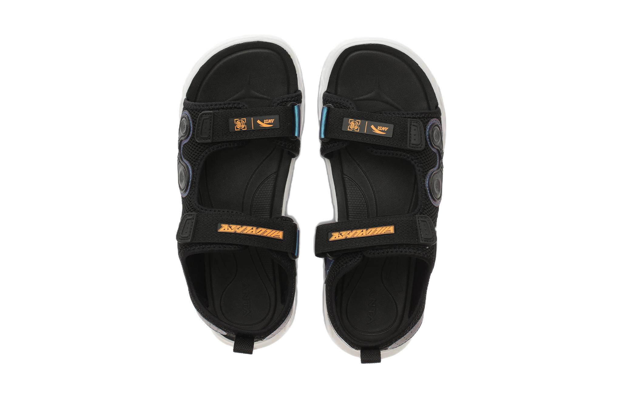 Shop (Preschool) Anta Velcro Beach Sandal 'Black Orange' 312226922-4