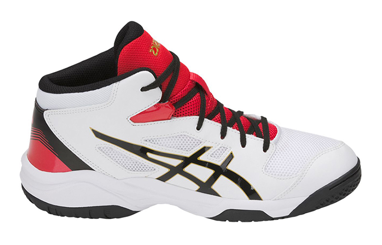 Order (Preschool) ASICS Dunkshot MB 8 Mid 'White Black Red' TBF139-100