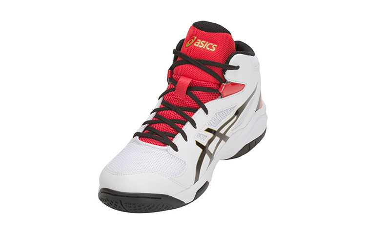Lookbook (Preschool) ASICS Dunkshot MB 8 Mid 'White Black Red' TBF139-100