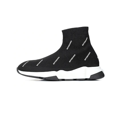 (Youth) Balenciaga Speed 1.0 Sneakers 'White Logo Monogram Black Knit'