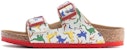 (Preschool) Birkenstock Comfort Round-Toe Soft Sole Buckle Slides 'White Red' 1023413