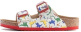 Buy (Preschool) Birkenstock Comfort Round-Toe Soft Sole Buckle Slides 'White Red' 1023413