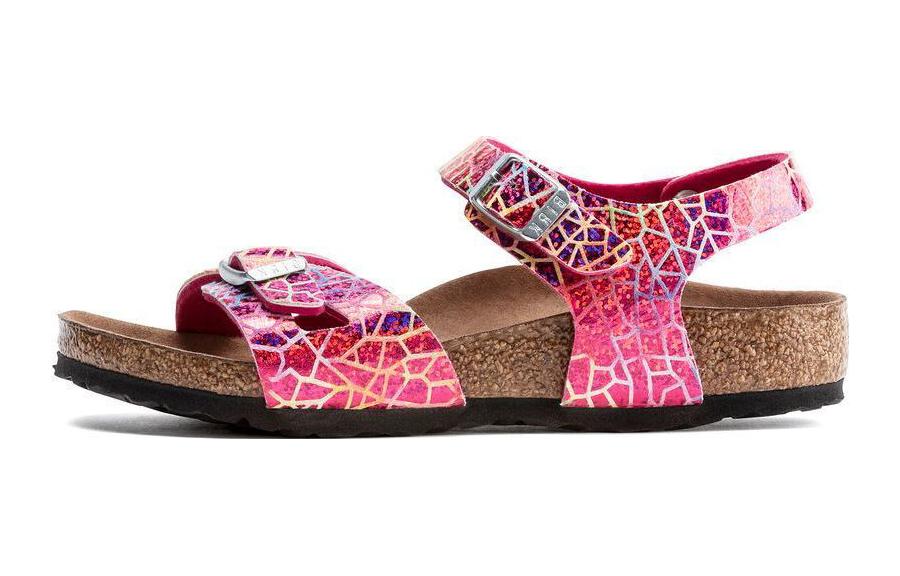 (Preschool) Birkenstock Comfort Round Toe Soft Sole 'Metallic Buckle Mismatch Pink' 1022213