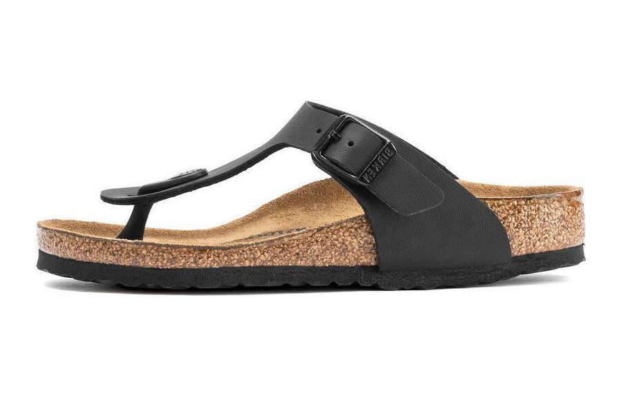 (Preschool) Birkenstock Comfort Soft Footbed Toe Thong Sandals 'Classic Black' 0846141