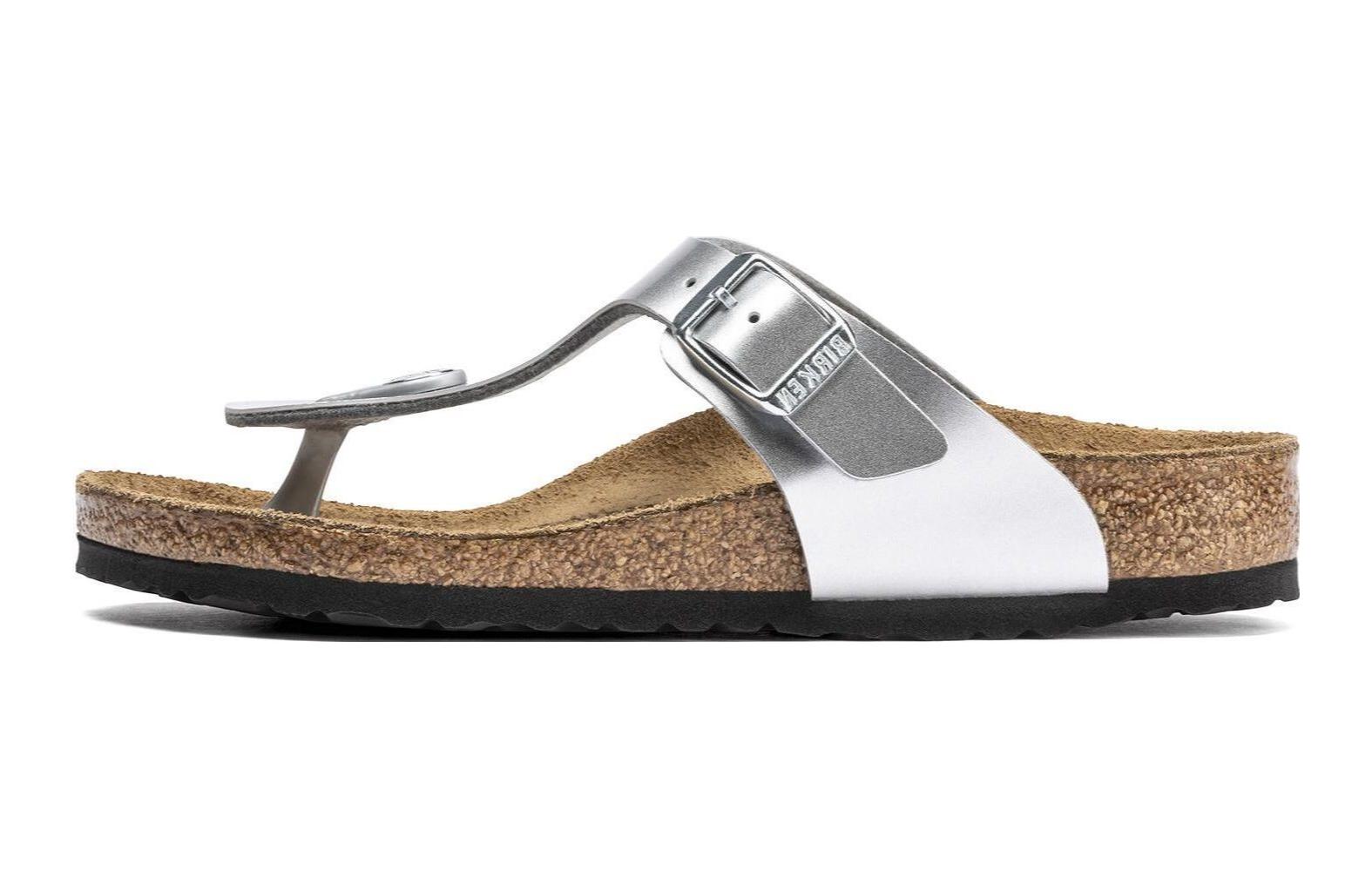 (Preschool) Birkenstock Gizeh 'Silver Narrow' 1019192