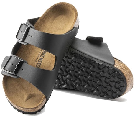 (Preschool) Birkenstock Open-Toe Slippers 'Black Leather' 0555123 Shop (Preschool) Birkenstock Open-Toe Slippers 'Black Leather' 0555123