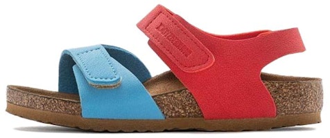 (Preschool) Birkenstock Palu Logo BS Birko-Flor Birkibuc Narrow Fit 'Sky Blue Active Red' 1024372 (Preschool) Birkenstock Palu Logo BS Birko-Flor Birkibuc Narrow Fit 'Sky Blue Active Red' 1024372