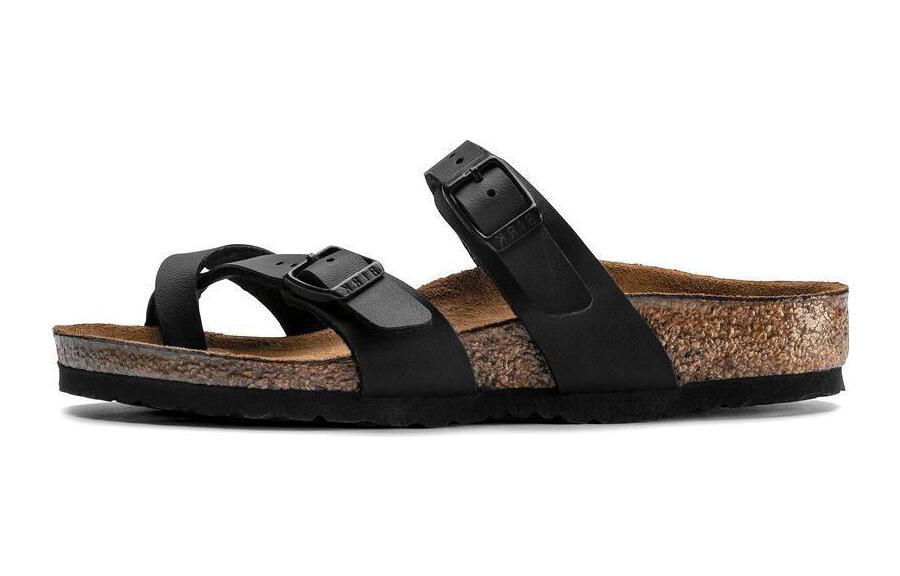 (Preschool) Birkenstock PU Slides 'Narrow Black' 'Simple Round-Toe Comfort Soft Sole Toe Loop' 1015555