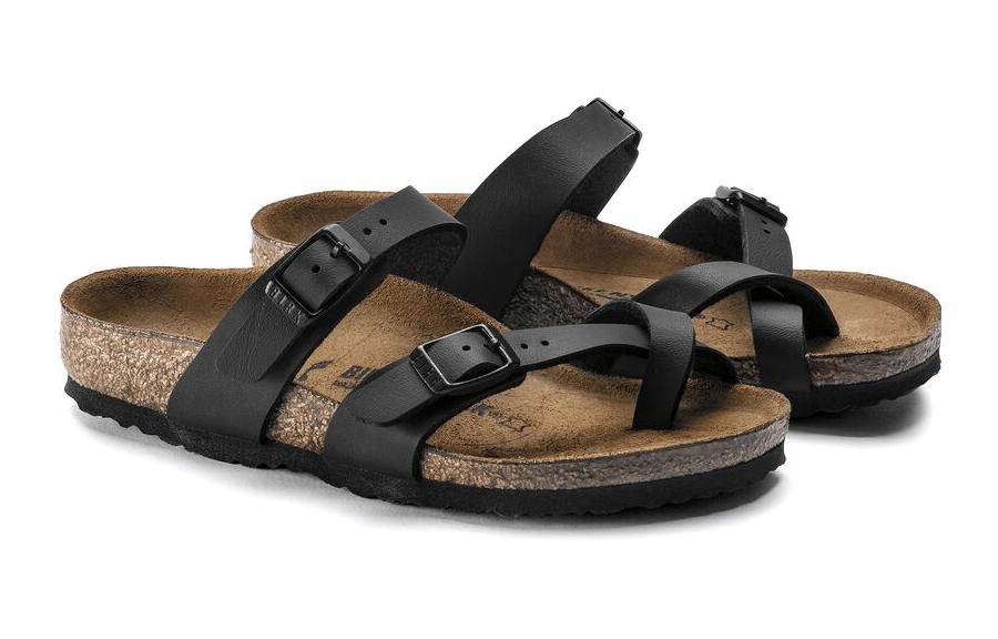 Lookbook (PS) Birkenstock PU Slides 'Negro Estrecho' 'Comodidad Suave con Punta Redonda y Lazo'. 1015555
