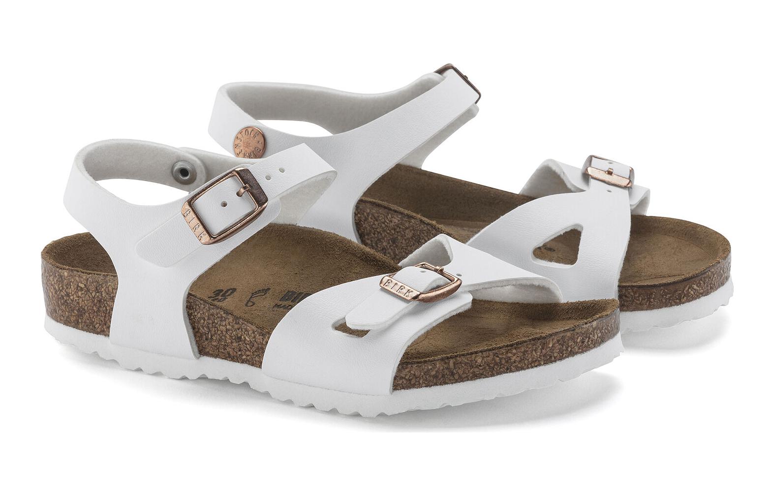 Lookbook (Preschool) Birkenstock Sandals 'White Buckle Comfort' 1024381