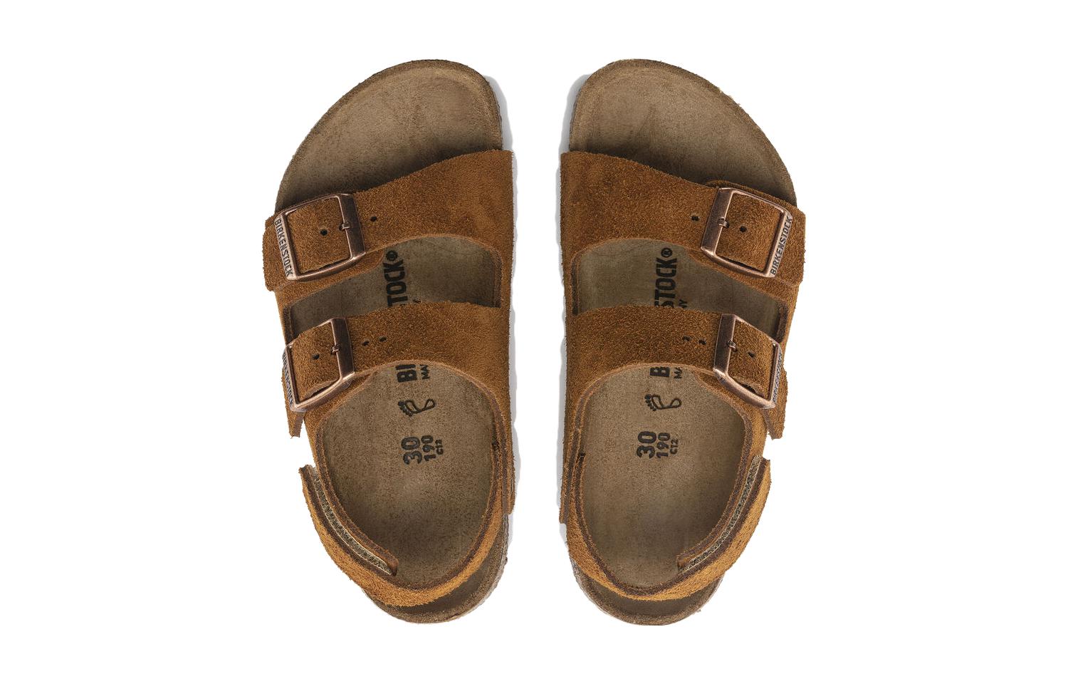 Shop (Preschool) Birkenstock Suede Comfort Buckle Sandals 'Narrow Brown' 1024461