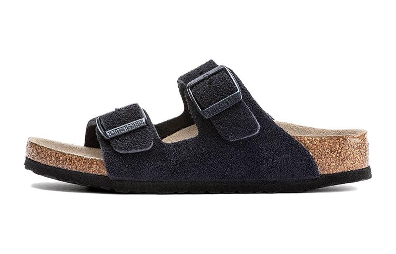 (Preschool) Birkenstock Suede Soft Footbed Buckle Slippers 'Midnight Blue Narrow Edition' 1021733