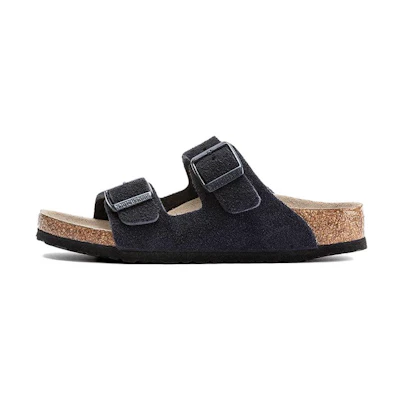 (PS) Birkenstock Suede Soft Footbed Buckle Slippers 'Midnight Blue Narrow Edition'