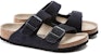 (Preschool) Birkenstock Suede Soft Footbed Buckle Slippers 'Midnight Blue Narrow Edition' 1021733