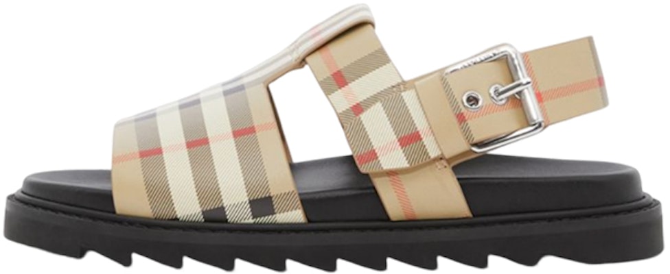 (Preschool) Burberry 'Check Leather Sandal Beige' 80603881 Buy (Preschool) Burberry 'Check Leather Sandal Beige' 80603881