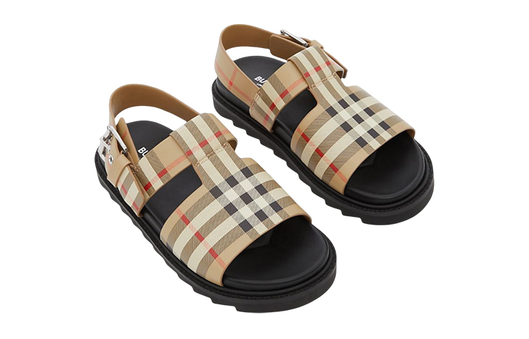 Lookbook (PS) Sandalia de Cuero Burberry 'Check' Beige 80603881