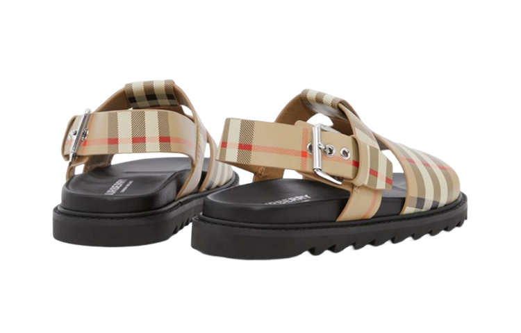 Shop (PS) Sandalia de Cuero Burberry 'Check' Beige 80603881