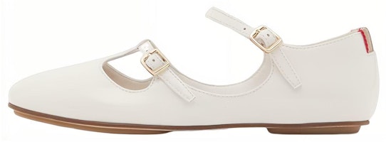 (Preschool) Burberry Ballet Flat 'White Patent Leather with Buckle' 80492061 (Preschool) Burberry Ballet Flat 'White Patent Leather with Buckle' 80492061