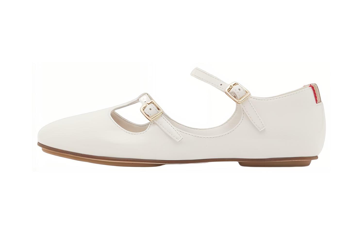 (Preschool) Burberry Ballet Flat 'White Patent Leather with Buckle' 80492061