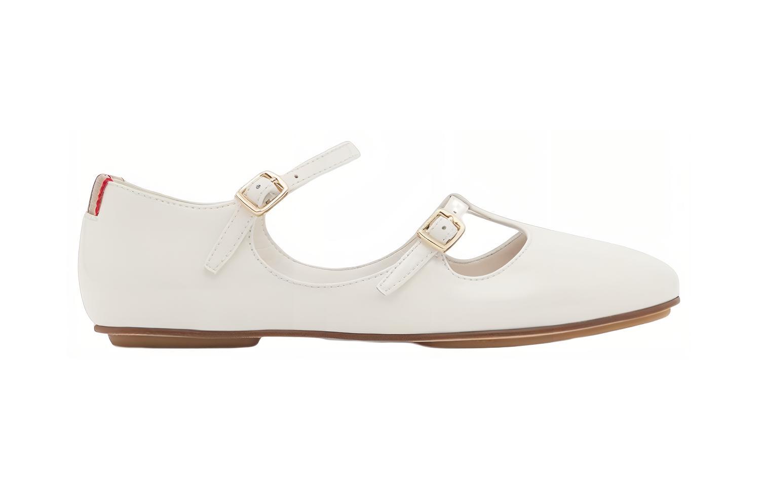 Order (PS) Burberry Ballet Flat ''Kulit Putih Berkilat dengan Gesper'' 80492061