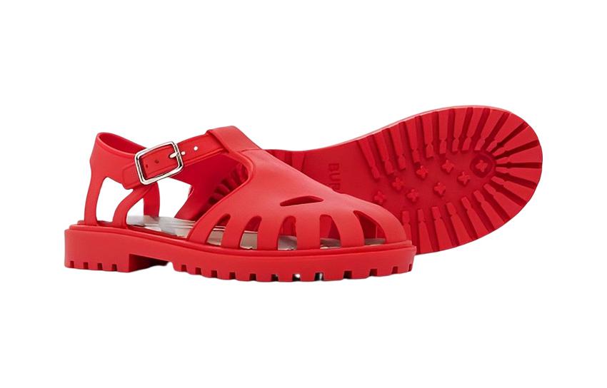 Purchase (PS) Sandal Burberry Flat Round Toe Buckle 'Fashion Red' 80627201
