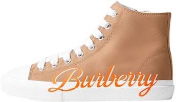 (Preschool) Burberry High-Top Lace-Up Sneakers 'Light Brown Logo' 80627451 (Preschool) Burberry High-Top Lace-Up Sneakers 'Light Brown Logo' 80627451