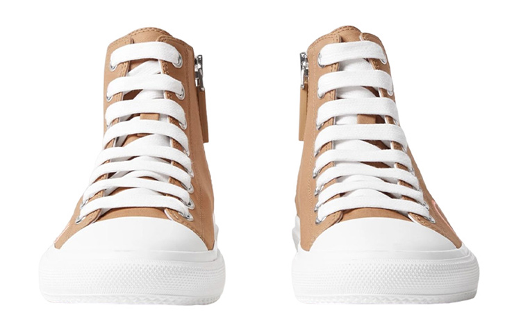 Lookbook (PS) 버버리 하이탑 레이스업 스니커즈 '라이트 브라운 로고' 80627451