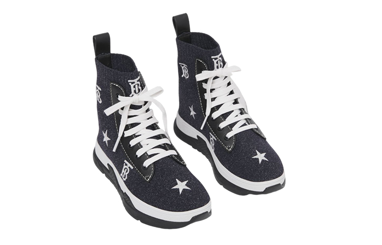 (PS) Burberry Knit Logo Print Sneaker 'Blue Grey' 圖 3