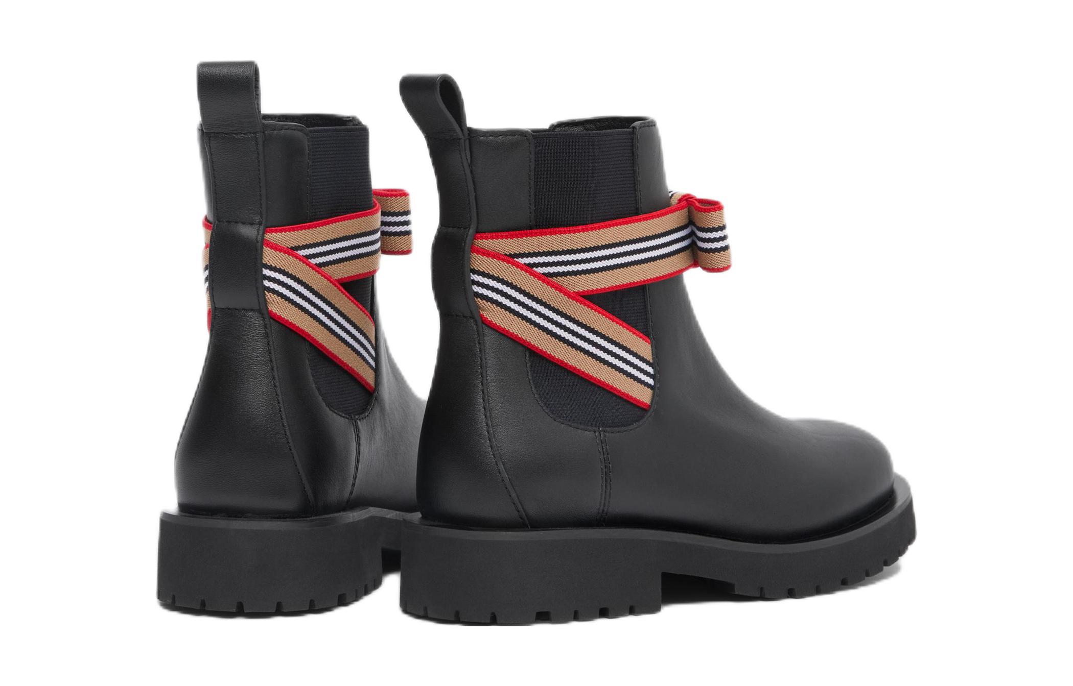 Shop (PS) Botas Chelsea de Piel con Correa a Rayas Burberry 'Negro' 80529961