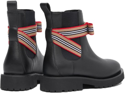 (PS) Burberry 皮革條紋帶切爾西靴 '黑色' 80529961 Shop (PS) Burberry 皮革條紋帶切爾西靴 '黑色' 80529961