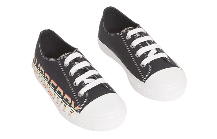 Shop (PS) Burberry Low-Top Sneaker ''Cetakan Logo Jalur Ikon Hitam'' 80409811