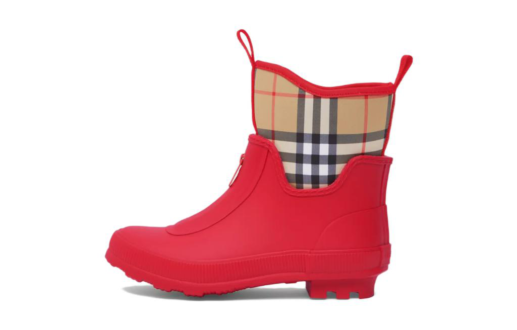 (Preschool) Burberry Rubber Retro Rain Boots 'Bright Red Check' 80544171