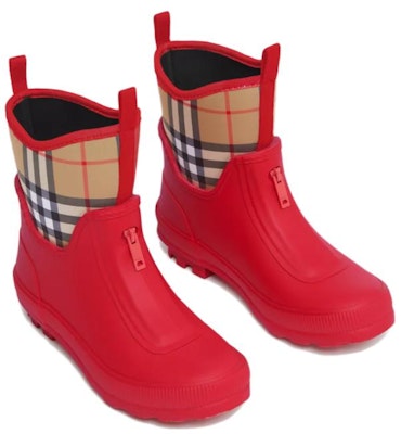 (Preschool) Burberry Rubber Retro Rain Boots 'Bright Red Check' 80544171 Order (Preschool) Burberry Rubber Retro Rain Boots 'Bright Red Check' 80544171