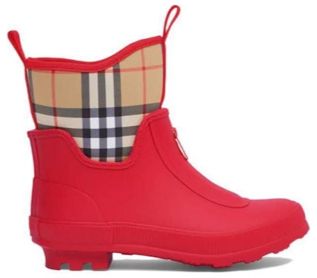 (Preschool) Burberry Rubber Retro Rain Boots 'Bright Red Check' 80544171 Order (Preschool) Burberry Rubber Retro Rain Boots 'Bright Red Check' 80544171