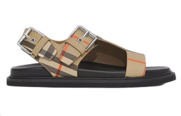 Order (PS) Burberry 復古格紋皮革涼鞋 '米色' 80493981