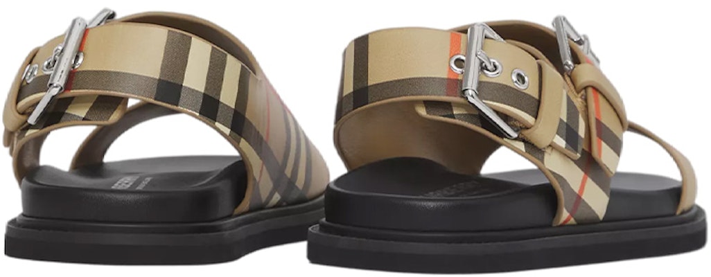 (PS) Burberry 復古格紋皮革涼鞋 '米色' 80493981 Shop (PS) Burberry 復古格紋皮革涼鞋 '米色' 80493981