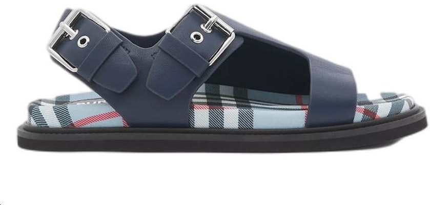 (PS) Sandal Kulit Burberry Motif Kotak Vintage 'Biru' 80494021 Order (PS) Sandal Kulit Burberry Motif Kotak Vintage 'Biru' 80494021