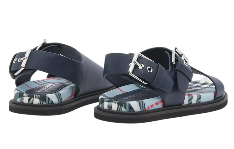 Shop (PS) 巴宝莉复古格纹蓝色皮革凉鞋 80494021